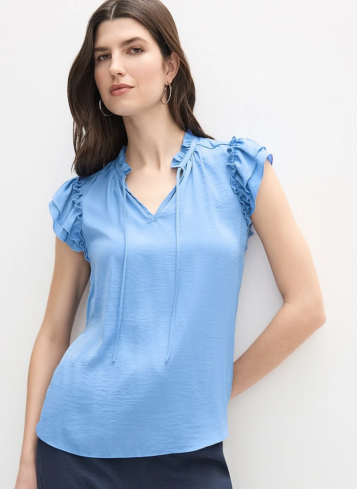 Satin Ruffle Blouse