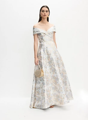 Floral Jacquard Ballgown Dress