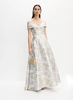 Floral Jacquard Ballgown Dress