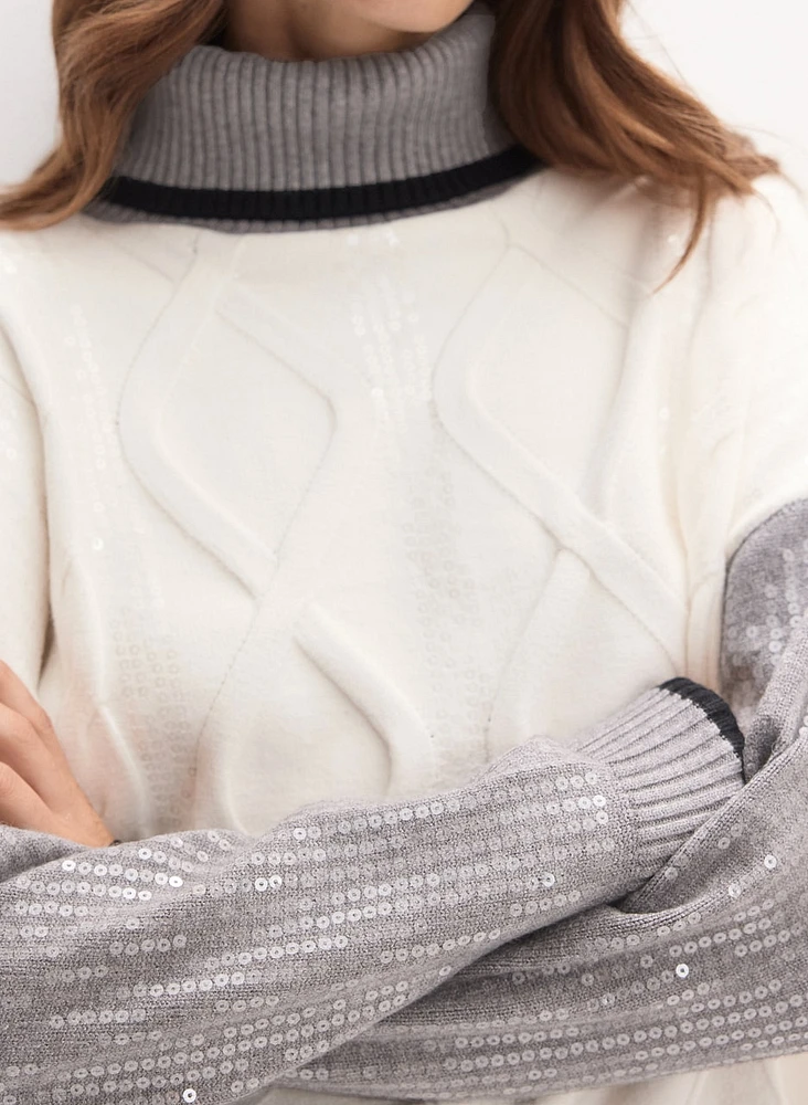 Sequined Turtleneck Sweater