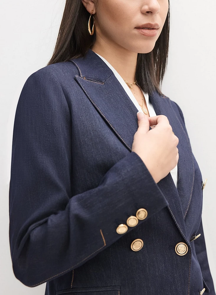 Contrast Stitch Denim Blazer