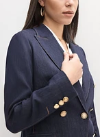 Blazer en denim à coutures contrastantes