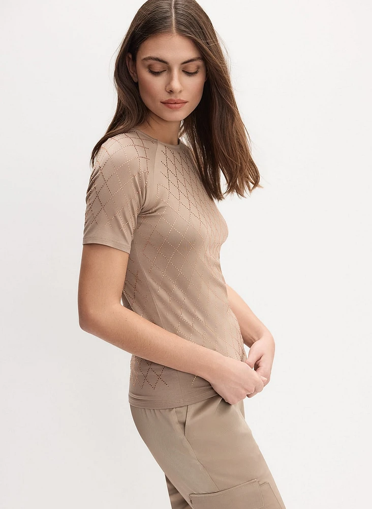 T-shirt carreauté en pierres