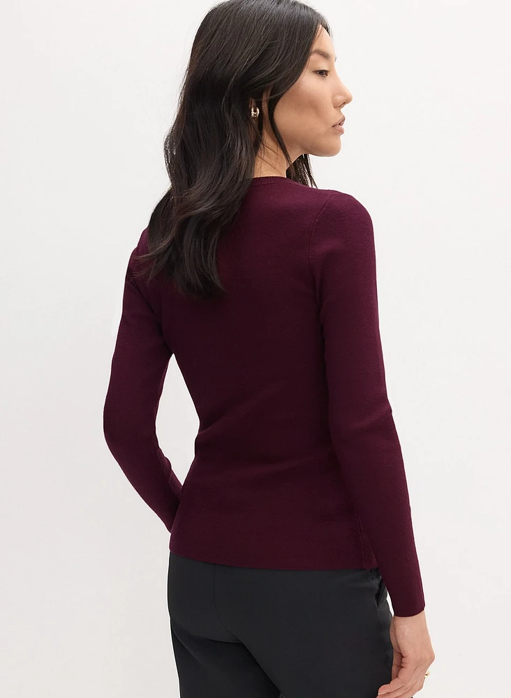 Collar Pin Embellished Sweater