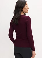 Collar Pin Embellished Sweater