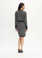 Houndstooth Print Jacket & Dress Set