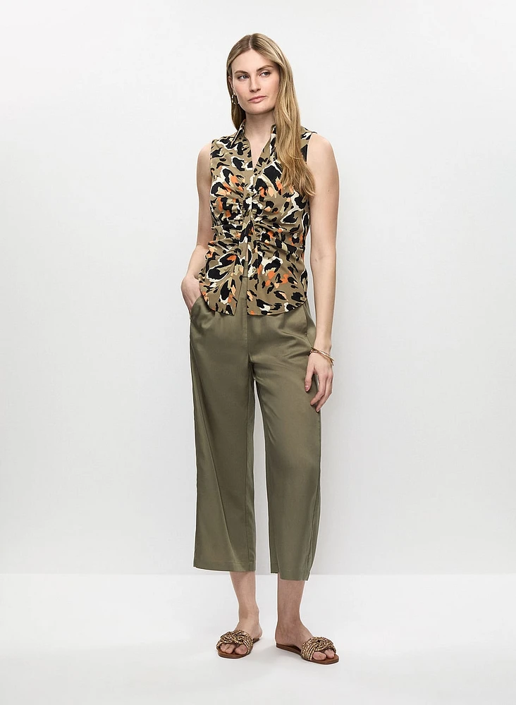 Leopard Print Sleeveless Blouse