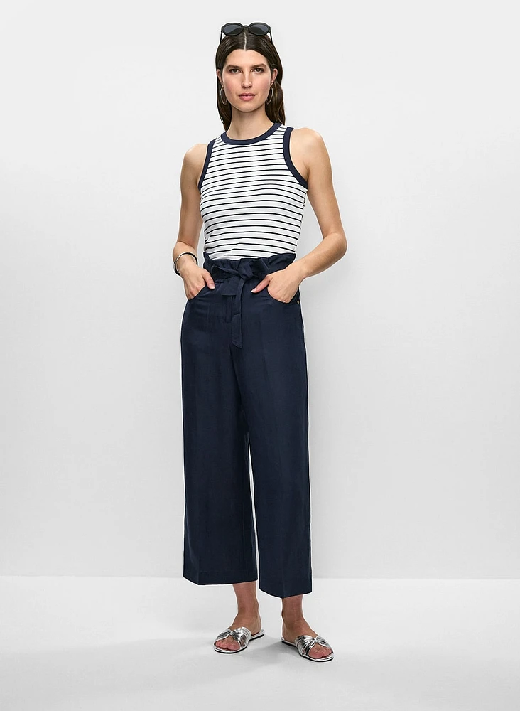 Linen-Blend Cropped Pants