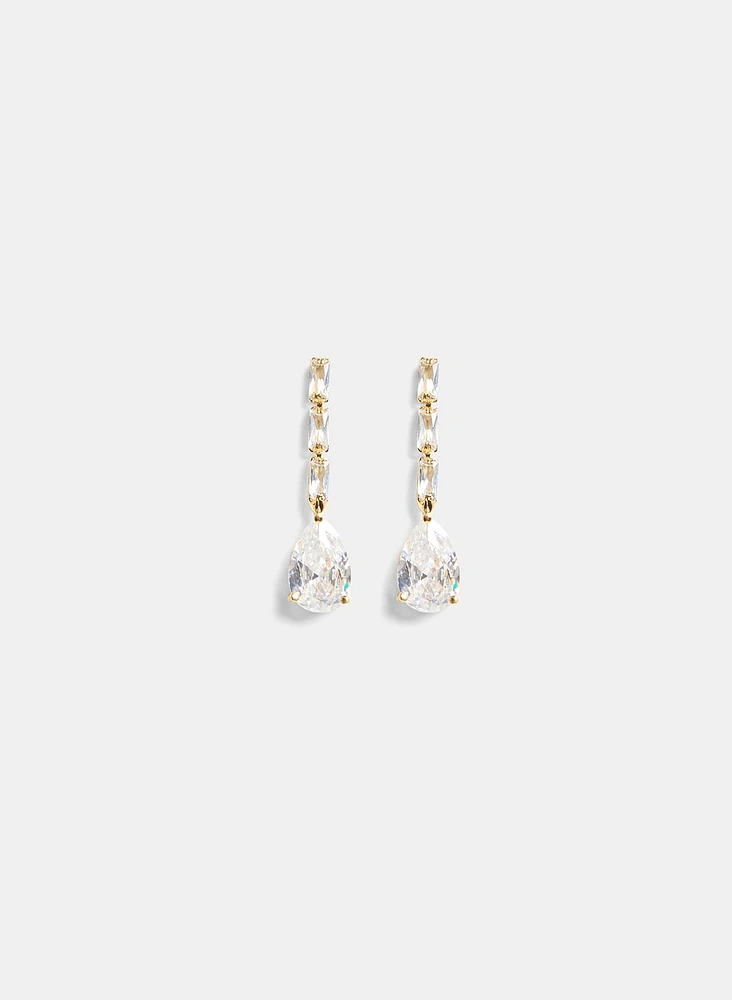 Linear Crystal Pendant Drop Earrings