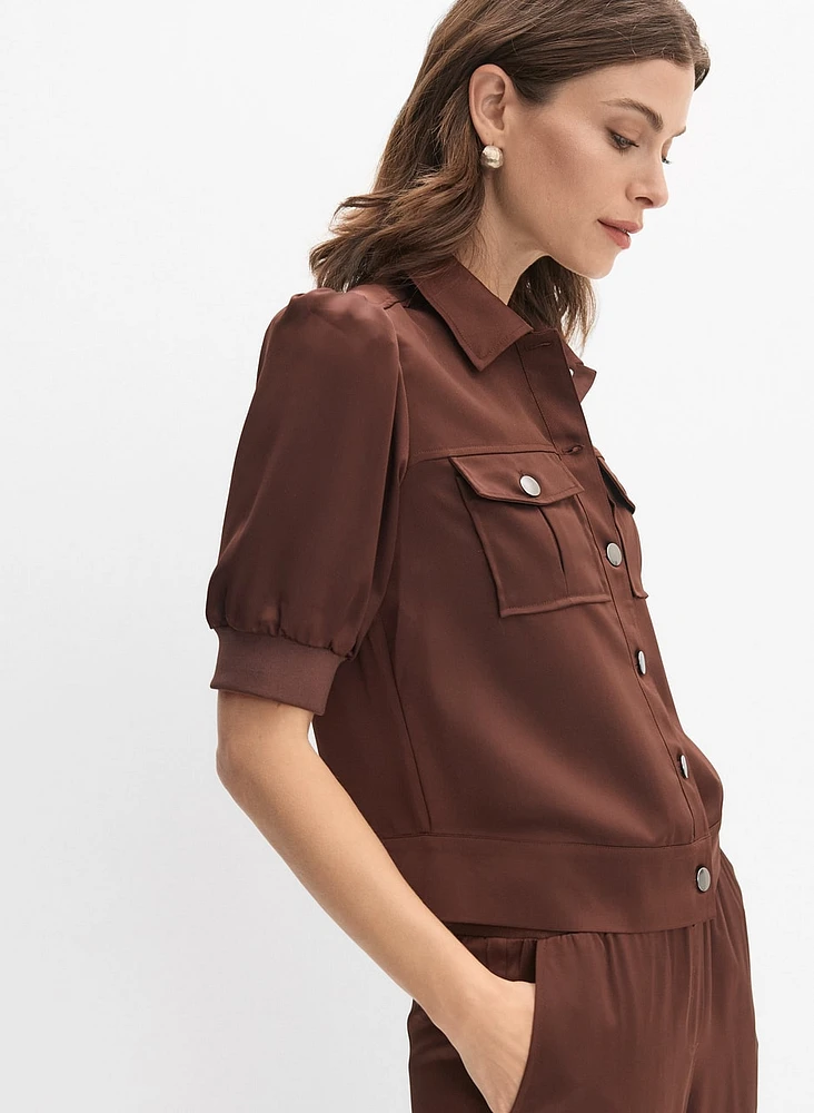 Satin Puff Sleeve Jacket