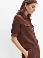 Satin Puff Sleeve Jacket