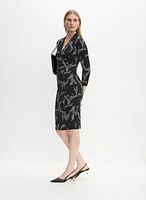 Fitted Abstract Print Day Dress