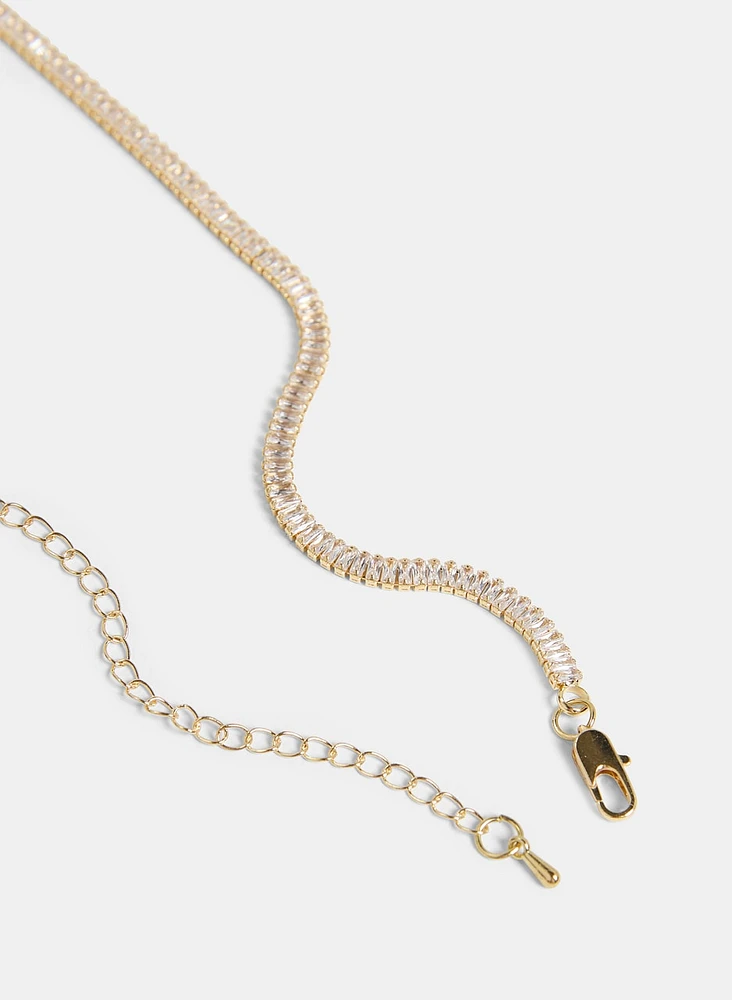 Cubic Zirconia Baguette Necklace