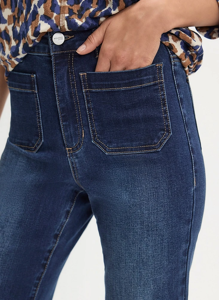 Patch Pocket Flare Leg Jeans