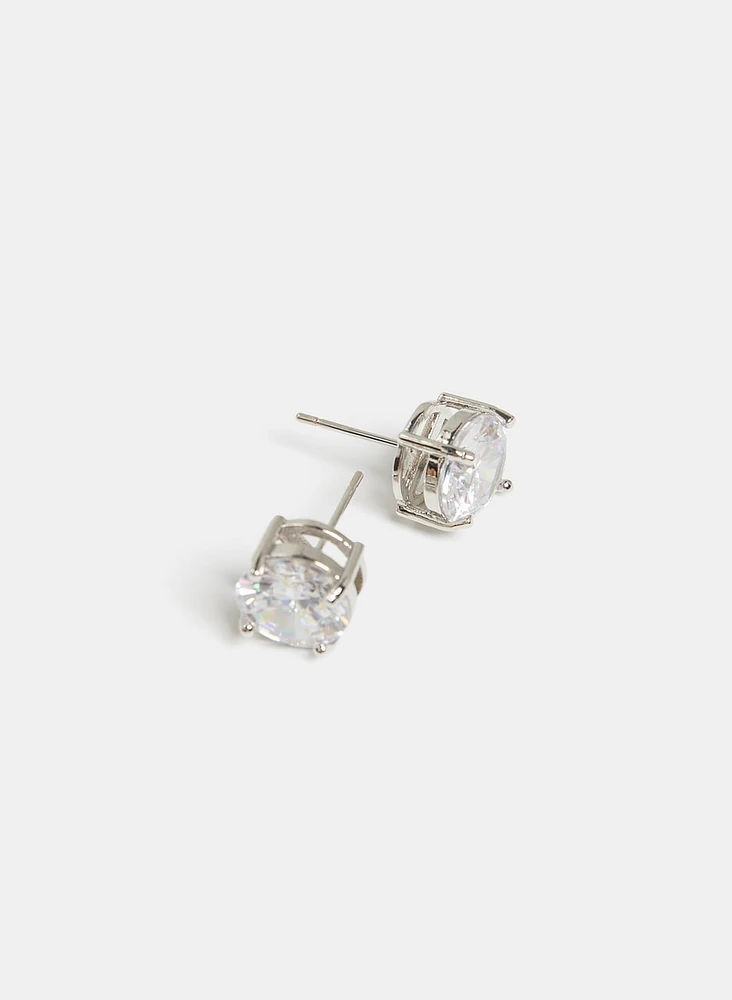 Cubic Zirconia Button Earrings