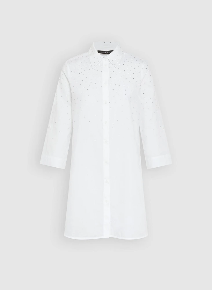 Cotton Rhinestone Embellished Blouse