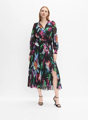 Floral Plissé Dress