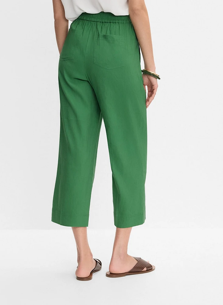 Linen-Blend Culotte Pants