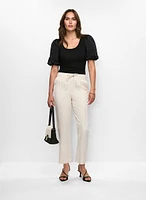 Puff Sleeve Top & Elastic Waist Pants