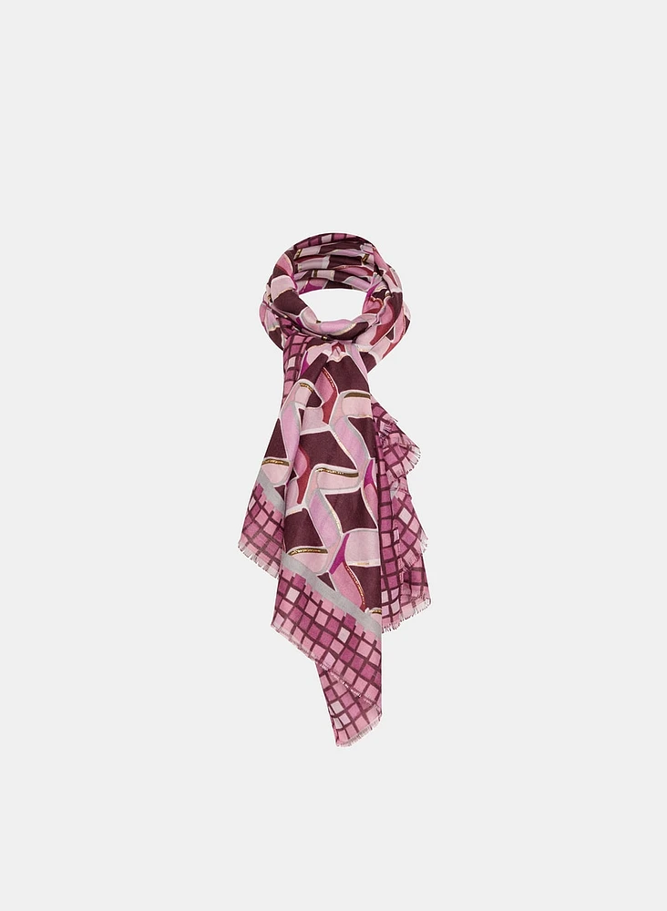 Abstract Print Metallic Detail Scarf