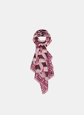 Abstract Print Metallic Detail Scarf