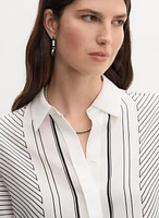 Stripe Print Button-Up Blouse