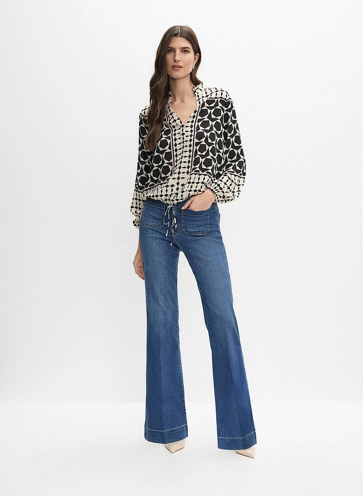 Patch Pocket Flare-Leg Jeans