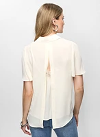 Blouse en crêpe avec détail ajouré