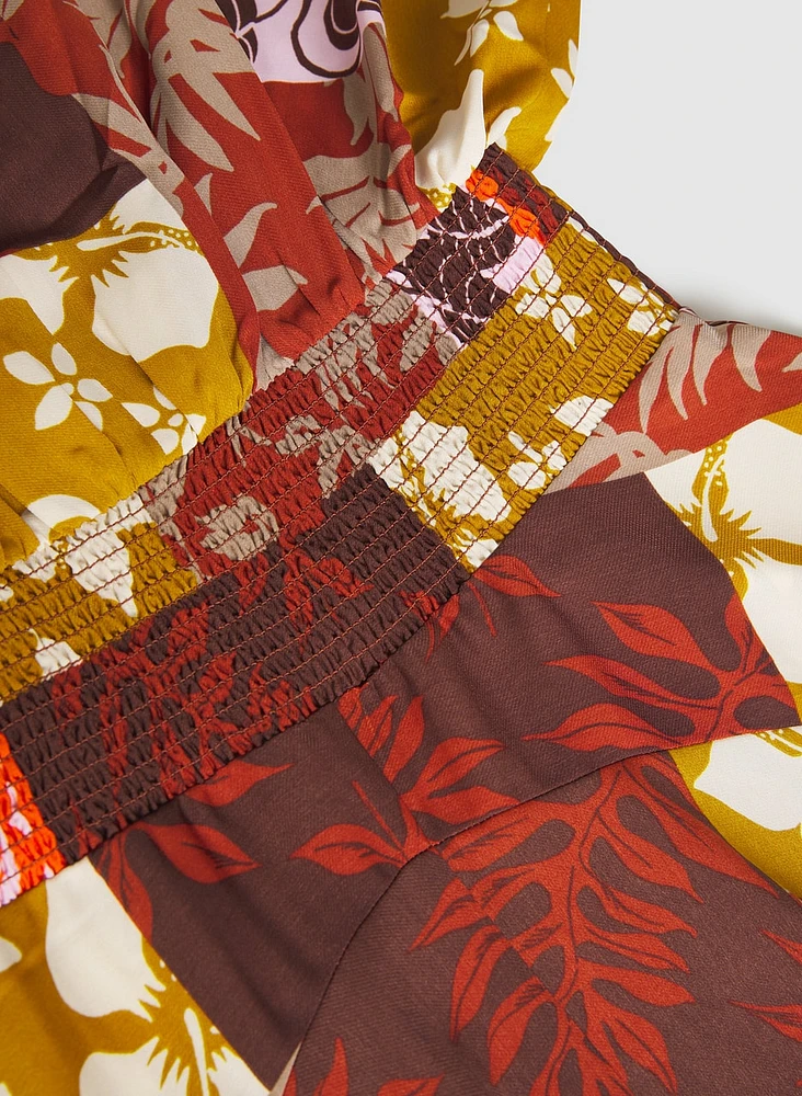Patchwork Print Maxi Dress