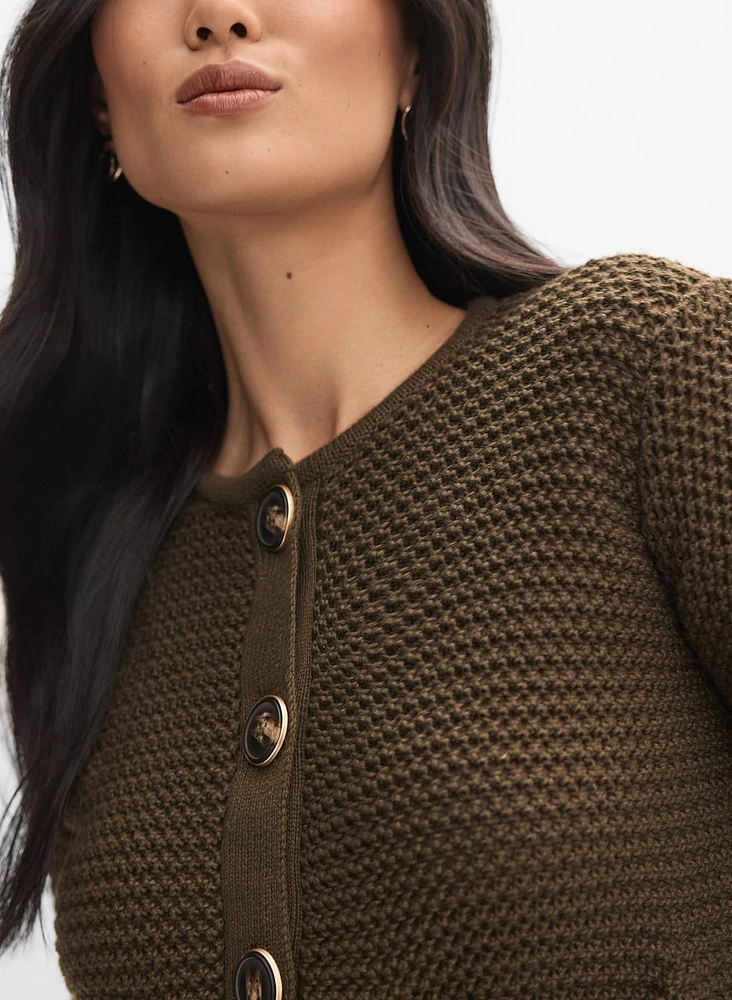 Cropped Crew Neck Cardigan