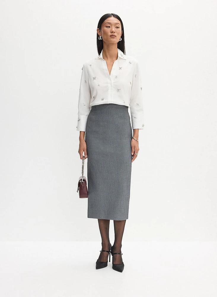 Button-Up Blouse & Pencil Skirt