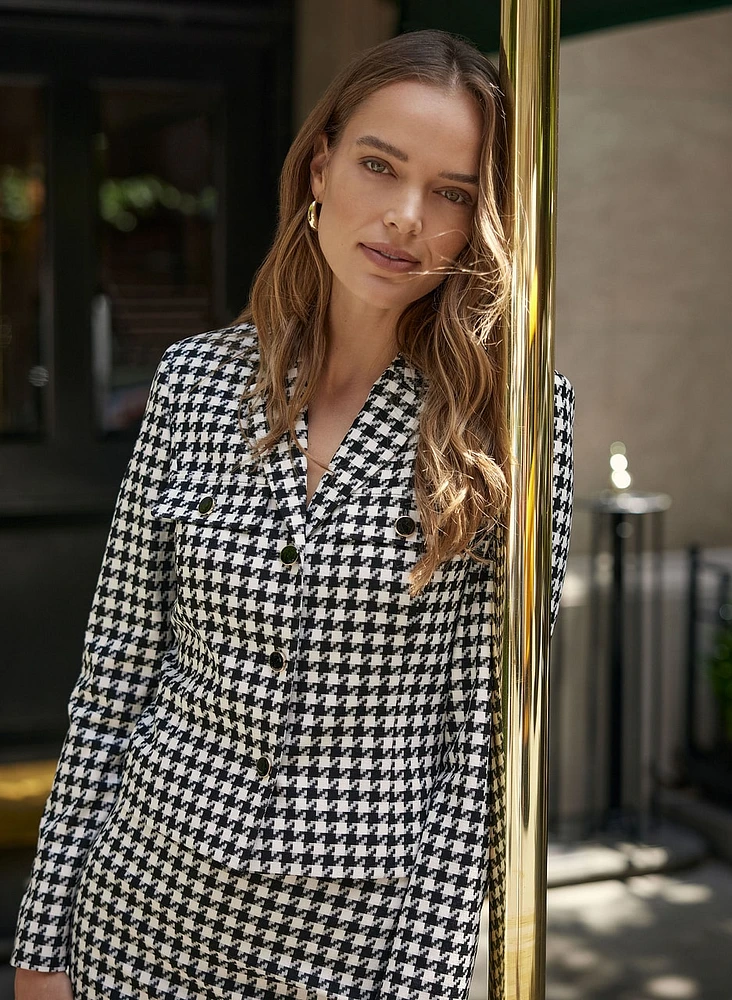 Houndstooth Print Jacket