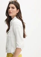 Frayed Linen-Blend Jacket