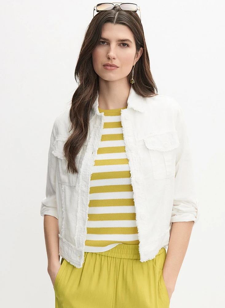 Frayed Linen-Blend Jacket