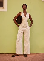 Soho Pinstripe Stretch Linen Pants