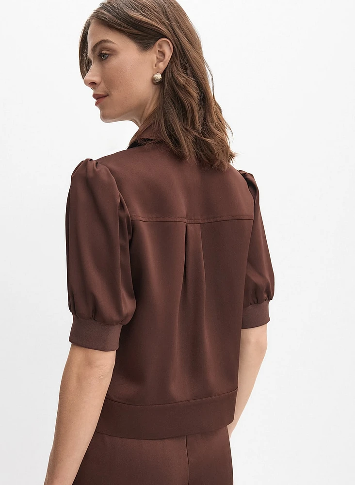 Satin Puff Sleeve Jacket