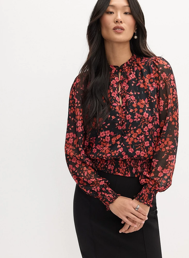 Floral Smocked Detail Blouse