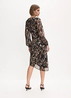 Adrianna Papell- Floral Print Faux Wrap Dress