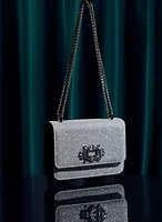 Rhinestone Detail Shimmering Clutch