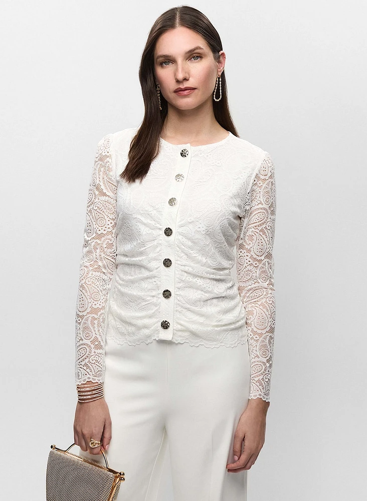 Lace Button Front Top