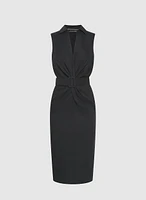 Belted Stretch-Linen Dress