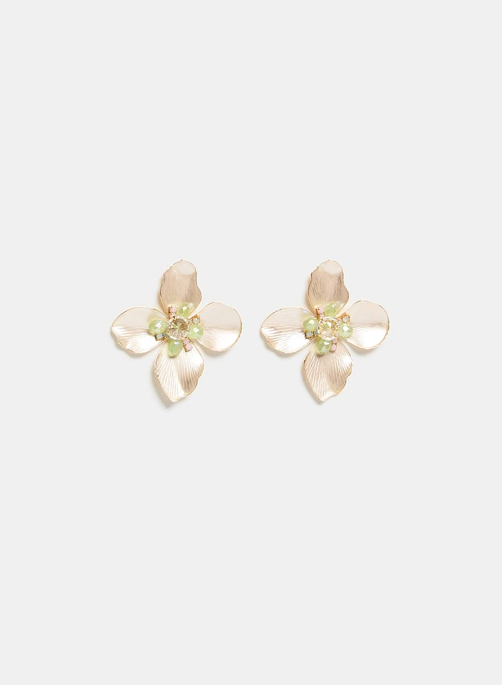 Boucles d'oreilles en fleurs à cristal