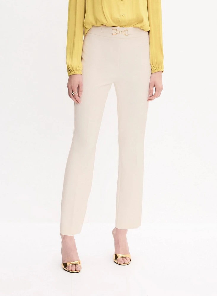 Metal Detail Straight-Leg Pants