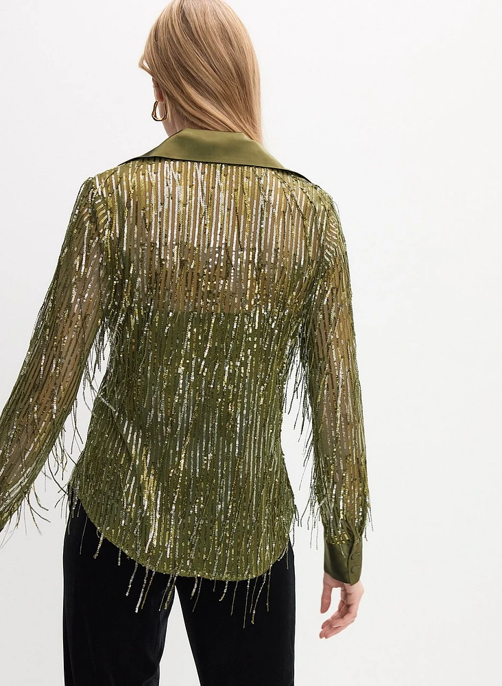 Sequined Fringe Blouse