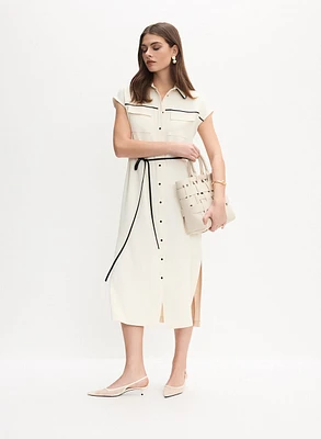 Contrast Trim Shirt Dress