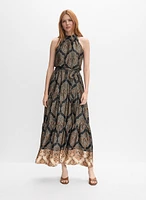 Baroque Print Satin Dress