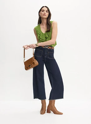 Ruffle Detail Tank Top & Culotte Jeans