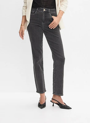 Buckle Detail Straight-Leg Jeans