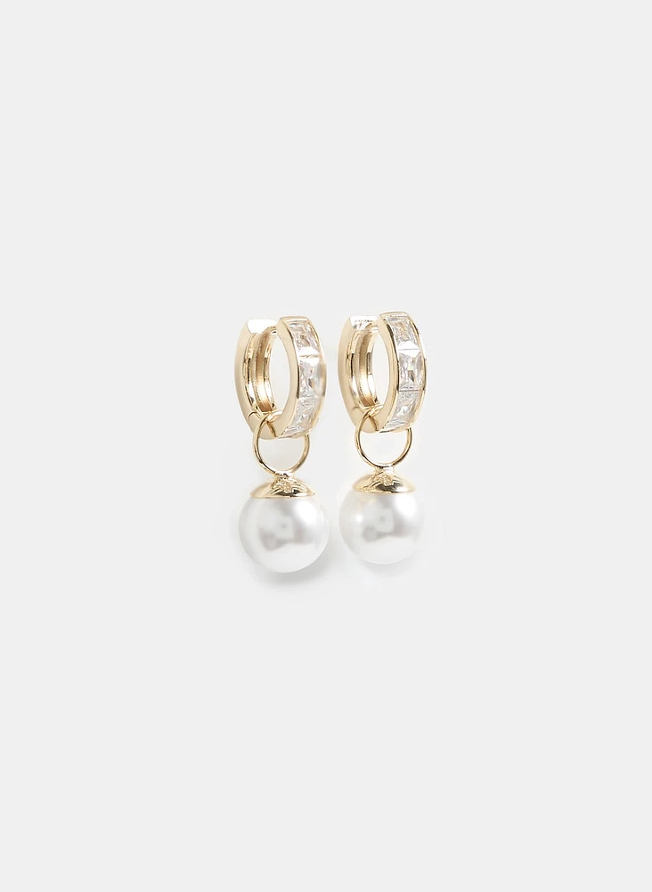 Pearl Drop Cubic Zirconia Earrings