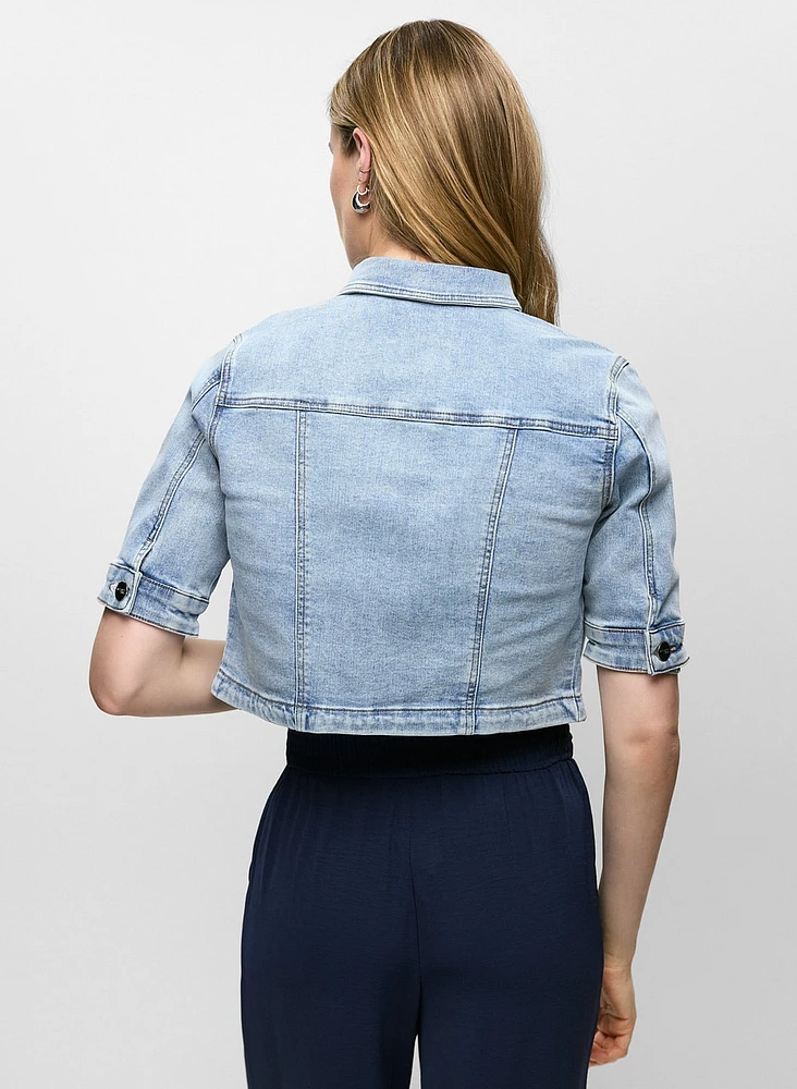 Veste Essentiels en denim écourtée